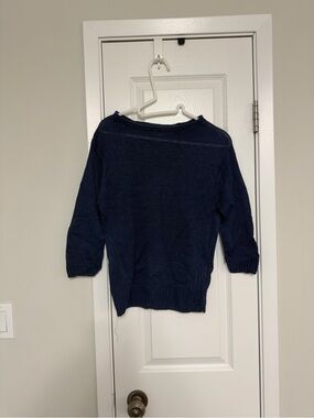 Women's Navy Boatneck Lightweight Knit Sweater